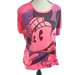 Disney Parks Womens T Shirt Minnie Mouse Graphic Pink Short Sleeve Size M
